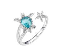 Fashion Mix Animal Turtle Women's Open Zircon Jewellery Ring Binder with 4 Rings (Gold, One Size)