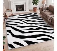Fashion Modern Animal Print Minimal Luxury Black White Stripe Black White Carpet Rug, 80x150cm (2.6x5ft) Machine Washable, Non-Slip Printed Polyester Runner Rug Bedside, Hallway, Utility Room, Study
