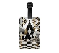 Fashion Modern Black WHI Durable PVC Luggage Tag â€“ Full-Print Design, Personal Information Slot, Detachable Wristband, Easy to Identify and Carry