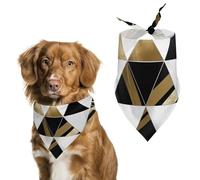 Fashion Modern Black White Gold Triangles Dog Bandana Triangle Pet Bandanas Adjustable Pet Scarf Breathable Comfort Dog Scarf Cute Soft Puppy Scarfs Washable Daily Handkerchief Cats Scarves