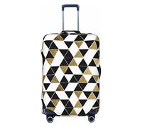 Fashion Modern Black White Gold Triangles Elastic Travel Luggage Cover Suitcase Protector Fits 18-32 Inch Luggage