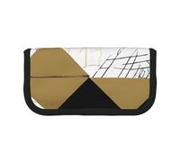 Fashion Modern Black White Gold Triangles Large Capacity Canvas Pencil Case, Sturdy and Durable, Easy to Store in an Orderly Manner