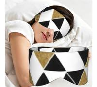 Fashion Modern Black White Gold Triangles Print Adults Eye Mask for Sleeping Soft Breathable Blindfold Daily Home Travel Work