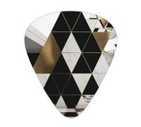 Fashion Modern Black White Gold Triangles Print Guitar Picks 12-Pack - Assorted Thickness Picks with Storage Box & Assorted Unique Design for Acoustic, Electric, Bass, and Ukulele Players
