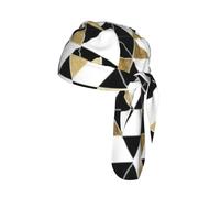 Fashion Modern Black White Gold Triangles Printed Lightweight Cycling Bandana, Quick Dry Helmet Liner Hat, for Outdoor Hiking Climbing
