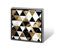 Fashion Modern Black White Gold Triangles Square Lapel Pin for Men Women Personalized Lapel Badge Metal Brooch Printed Aluminum Alloy Memorial Pins for Backpack Clothing Decoration Business