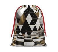 Fashion Modern Black White Gold Triangles Ultra Soft Velvet Gift Bag, Comfortable To The Touch, Reusable