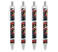 Fashion Monster Truck Car Red Black Gel Pens, Ultra Long Lasting and Consistent Ink Flow, 4 Pcs Ballpoint Pens for Office Supplies