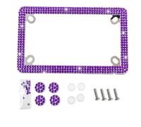 Fashion Motorcycle Glass Crystal Premium Purple Bling License Plate Frames,Exclusive Bling Motorcycle License Plate Holder,Motorbike Rhinestone License Plate Covers(1PC)