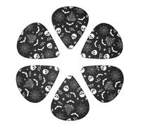 Fashion Multi-Gauge Picks Halloween Witchcraft Witch Pumpkin Spider Black, 6 Pack Celluloid Plectrums for Ukulele & Low Tension Instruments, Guitarist Essential