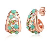 Fashion Multicolor Austrian Crystals 14K Gold Plated Chunky Stud Earrings for Women S925 Sterling Silver Post Hypoallergenic Jewelry Gifts, Crystal Metal, crystal
