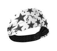 Fashion Music Score White Star Cooling running headband for women Stretchy head sweat bands for women for Running Football washing face Running diademas para el pelo de mujer
