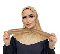 Fashion Muslim Hijab for Women Instant Snap Fastener Hijab Inner Cap Full Cover Head Wraps Scarf Islam Turban Caps, Beige, One Size