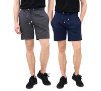 FASHION MY LOVE® 2 Pack Men's Shorts Summer Fleece Jogging Lounge Wear Shorts Men’s Fleece Sweat Shorts with Drawstring Casual, Training, Running and Workout Short for Men Size S-XL Navy/Charcoal