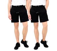 FASHION MY LOVE® 2 Pack Men's Shorts Summer Fleece Jogging Lounge Wear Shorts Men’s Fleece Sweat Shorts with Drawstring Casual, Training, Running and Workout Short for Men Size S-XL Black/Black