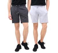 FASHION MY LOVE® 2 Pack Men's Shorts Summer Fleece Jogging Lounge Wear Shorts Men’s Fleece Sweat Shorts with Drawstring Casual, Training, Running and Workout Short for Men Size S-XL Grey/Charcoal