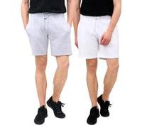 FASHION MY LOVE® 2 Pack Men's Shorts Summer Fleece Jogging Lounge Wear Shorts Men’s Fleece Sweat Shorts with Drawstring Casual, Training, Running and Workout Short for Men Size S-XL White/Grey