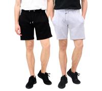 FASHION MY LOVE® 2 Pack Men's Shorts Summer Fleece Jogging Lounge Wear Shorts Men’s Fleece Sweat Shorts with Drawstring Casual, Training, Running and Workout Short for Men Size S-XL Black/Grey