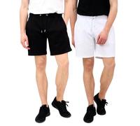 FASHION MY LOVE® 2 Pack Men's Shorts Summer Fleece Jogging Lounge Wear Shorts Men’s Fleece Sweat Shorts with Drawstring Casual, Training, Running and Workout Short for Men Size S-XL Black/White