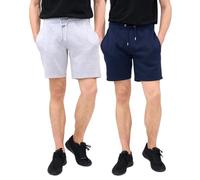 FASHION MY LOVE® 2 Pack Men's Shorts Summer Fleece Jogging Lounge Wear Shorts Men’s Fleece Sweat Shorts with Drawstring Casual, Training, Running and Workout Short for Men Size S-XL Navy/Grey
