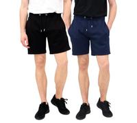 FASHION MY LOVE® 2 Pack Men's Shorts Summer Fleece Jogging Lounge Wear Shorts Men’s Fleece Sweat Shorts with Drawstring Casual, Training, Running and Workout Short for Men Size S-XL Black/Navy