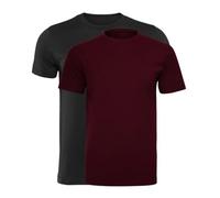 FASHION MY LOVE 2 Pack T Shirts for Men Plain Crew Neck Mens T Shirts Multipack Short Sleeve Slim Fit Breathable T-Shirt for Men Crew Neck Short Sleeve Workout Gym T-Shirt Sizes S-XXL Black/Wine
