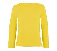 FASHION MY LOVE Girls Boy Kids Plain Basic Long Sleeve Round Neck T-Shirt Stretch School Tee Top Kids Long Sleeve Round Neck T-Shirt Stretch Uniform PE School Tee Top 2-13 Years Yellow