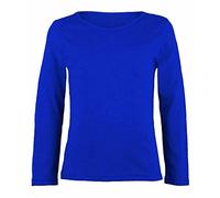 FASHION MY LOVE Girls Boy Kids Plain Basic Long Sleeve Round Neck T-Shirt Stretch School Tee Top Kids Long Sleeve Round Neck T-Shirt Stretch Uniform PE School Tee Top 2-13 Years Royal Blue