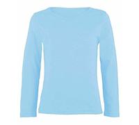 FASHION MY LOVE Girls Boy Kids Plain Basic Long Sleeve Round Neck T-Shirt Stretch School Tee Top Kids Long Sleeve Round Neck T-Shirt Stretch Uniform PE School Tee Top 2-13 Years Sky Blue