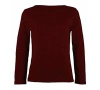 FASHION MY LOVE Girls Boy Kids Plain Basic Long Sleeve Round Neck T-Shirt Stretch School Tee Top Kids Long Sleeve Round Neck T-Shirt Stretch Uniform PE School Tee Top 2-13 Years Wine
