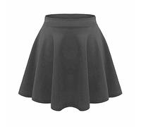 FASHION MY LOVE Kids Girls Children High Waisted Stretch Plain Flippy Flared Short Skater Skirts Girls Skater Skirt Mini Tutu School Skirts 5-14 Years Charcoal