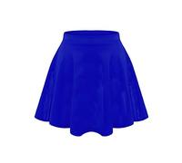 FASHION MY LOVE Kids Girls Children High Waisted Stretch Plain Flippy Flared Short Skater Skirts Girls Skater Skirt Mini Tutu School Skirts 5-14 Years Royal Blue