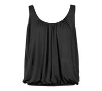 FASHION MY LOVE Ladies Bubble Hem Vest Women's Vests Sleeveless Bubble Hem Top Ladies Straps Vest Pleated Scoop Neck Elasticated Stretch Hem Black