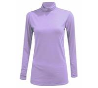 FASHION MY LOVE Ladies Polo Roll Neck Long Sleeve Turtle Neck Plain Jumpers for Women Top Womens Ladies New Plain Turtle Polo Roll Neck Long Sleeve Stretch Jumper T-Shirt Tee Top 8-26 Lilac