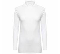 FASHION MY LOVE Ladies Polo Roll Neck Long Sleeve Turtle Neck Plain Jumpers for Women Top Womens Ladies New Plain Turtle Polo Roll Neck Long Sleeve Stretch Jumper T-Shirt Tee Top 8-26 White
