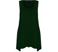 FASHION MY LOVE Ladies Summer Tops Womens Tops Vest Tops Women UK Womens Tunic Tops Ladies Tops Sleeveless Blouse Plus Size Swing Flared Tops Ladies Long Tops Size 8-26 Bottle Green