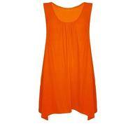 FASHION MY LOVE Ladies Summer Tops Womens Tops Vest Tops Women UK Womens Tunic Tops Ladies Tops Sleeveless Blouse Plus Size Swing Flared Tops Ladies Long Tops Size 8-26 Orange