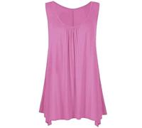 FASHION MY LOVE Ladies Summer Tops Womens Tunic Tops Sleeveless Blouse Plus Size Swing Flared Tops Ladies Long Tops Size 8-26 Baby Pink