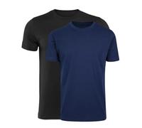 FASHION MY LOVE Mens T Shirt 2 Pack - Crew Neck Short Sleeve Tees, Plain Soft Stretch Fit, Breathable Comfortable Everyday Casual T-Shirts for Men UK S-2XL Black/Navy