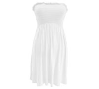 FASHION MY LOVE New Womens Ladies Sheering Top Strapless Bandeau Dress Top Jersey Ladies Plus Size Boobtube Top Dress UK 8-22 White