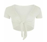 FASHION MY LOVE Women Cap Sleeve Bolero Shrug Tie Up Front Cropped Cardigan Short Sleeves Top Ladies Cap Sleeve Shrug Tie Up Front Crop Bolero Cardigan 8-26 Cream