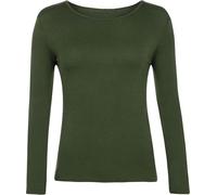 FASHION MY LOVE Women Ladies Long Sleeve Round Neck Plain Top Stretchy Casual Summer T-Shirts Basic Slim fit Tee Tops UK Plus Size 8-26 Khaki
