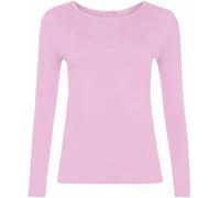 FASHION MY LOVE Women Ladies Long Sleeve Round Neck Plain Top Stretchy Casual Summer T-Shirts Basic Slim fit Tee Tops UK Plus Size 8-26 Baby Pink