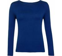 FASHION MY LOVE Women Ladies Long Sleeve Round Neck Plain Top Stretchy Casual Summer T-Shirts Basic Slim fit Tee Tops UK Plus Size 8-26 Royal Blue