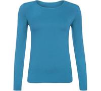 FASHION MY LOVE Women Ladies Long Sleeve Round Neck Plain Top Stretchy Casual Summer T-Shirts Basic Slim fit Tee Tops UK Plus Size 8-26 Turquoise
