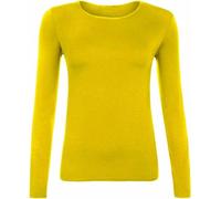 FASHION MY LOVE Women Ladies Long Sleeve Round Neck Plain Top Stretchy Casual Summer T-Shirts Basic Slim fit Tee Tops UK Plus Size 8-26 Yellow