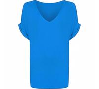 FASHION MY LOVE Women Oversized Baggy Loose Fit Turn up Batwing Sleeve V-Neck T-Shirt Ladies V Neck Top T Shirt Womens Short Turn Up Sleeve Baggy Plain Top Plus Size 8-26 Turquoise