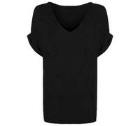 FASHION MY LOVE Women Oversized Baggy Loose Fit Turn up Batwing Sleeve V-Neck T-Shirt Ladies V Neck Top T Shirt Womens Short Turn Up Sleeve Baggy Plain Top Plus Size 8-26 Black