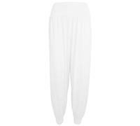 FASHION MY LOVE Womens Alibaba Harem Ankle Cuff Pants Trousers Women Harem Trouser Alibaba Plain & Printed Elactic Waist Pyjama Bottoms Loose Fit Baggy Pilates Yoga Pants and Summer Trousers White