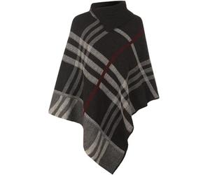 FASHION MY LOVE Womens Check Printed Poncho Ladies Stretch Knitted Collared Cape Wrap Shawl Jumper Poncho Top